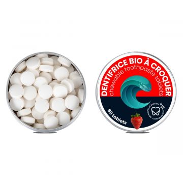 OceanRespect kauwbare tandpasta tabletten aardbei (fluoridevrij)